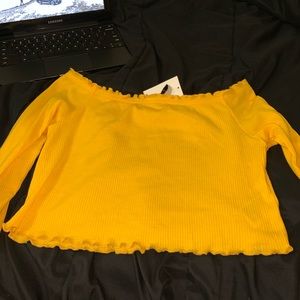 Yellow off the shoulder crop top